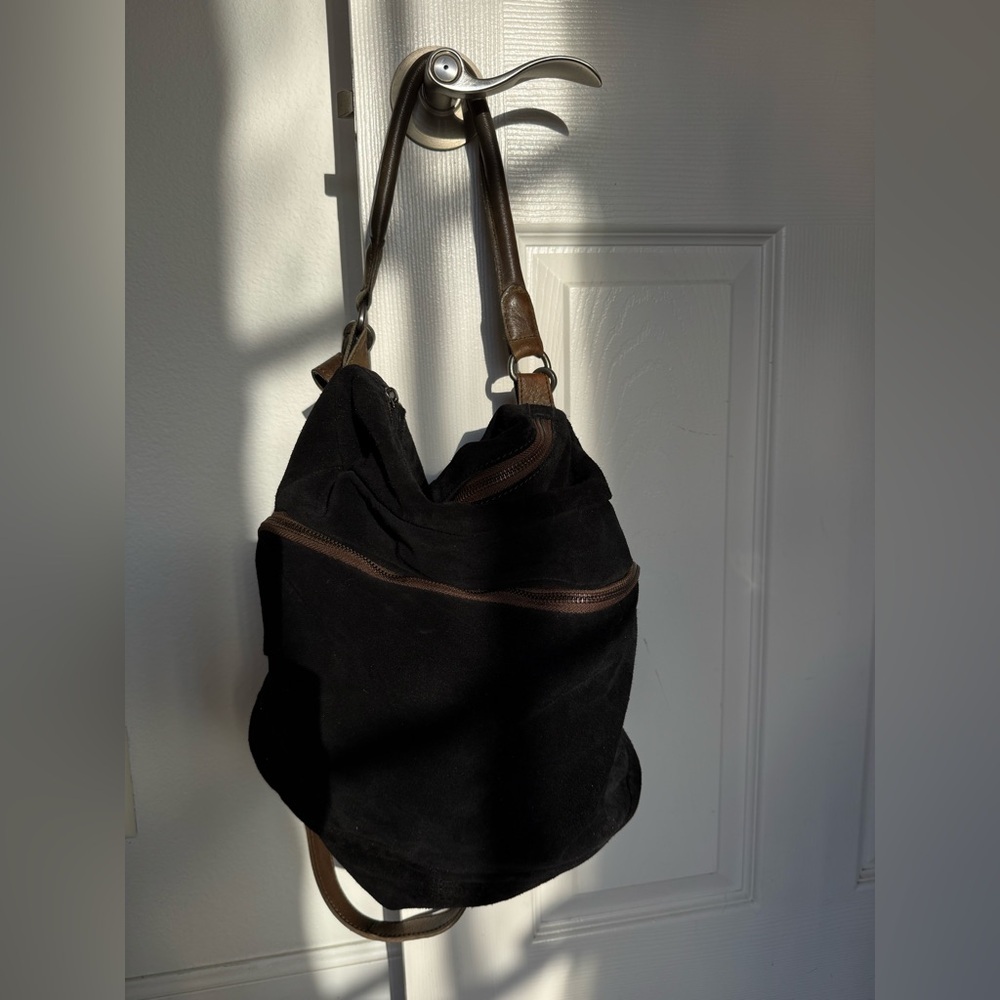 NWT Free People 100% leather suede Black Bag with two handles